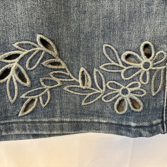 Women's Size 20 Westport Floral Cutout Denim Jean Pencil Skirt - Picture 2 of 5